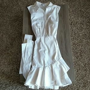 Express Striped White Sleeveless Modest Dress